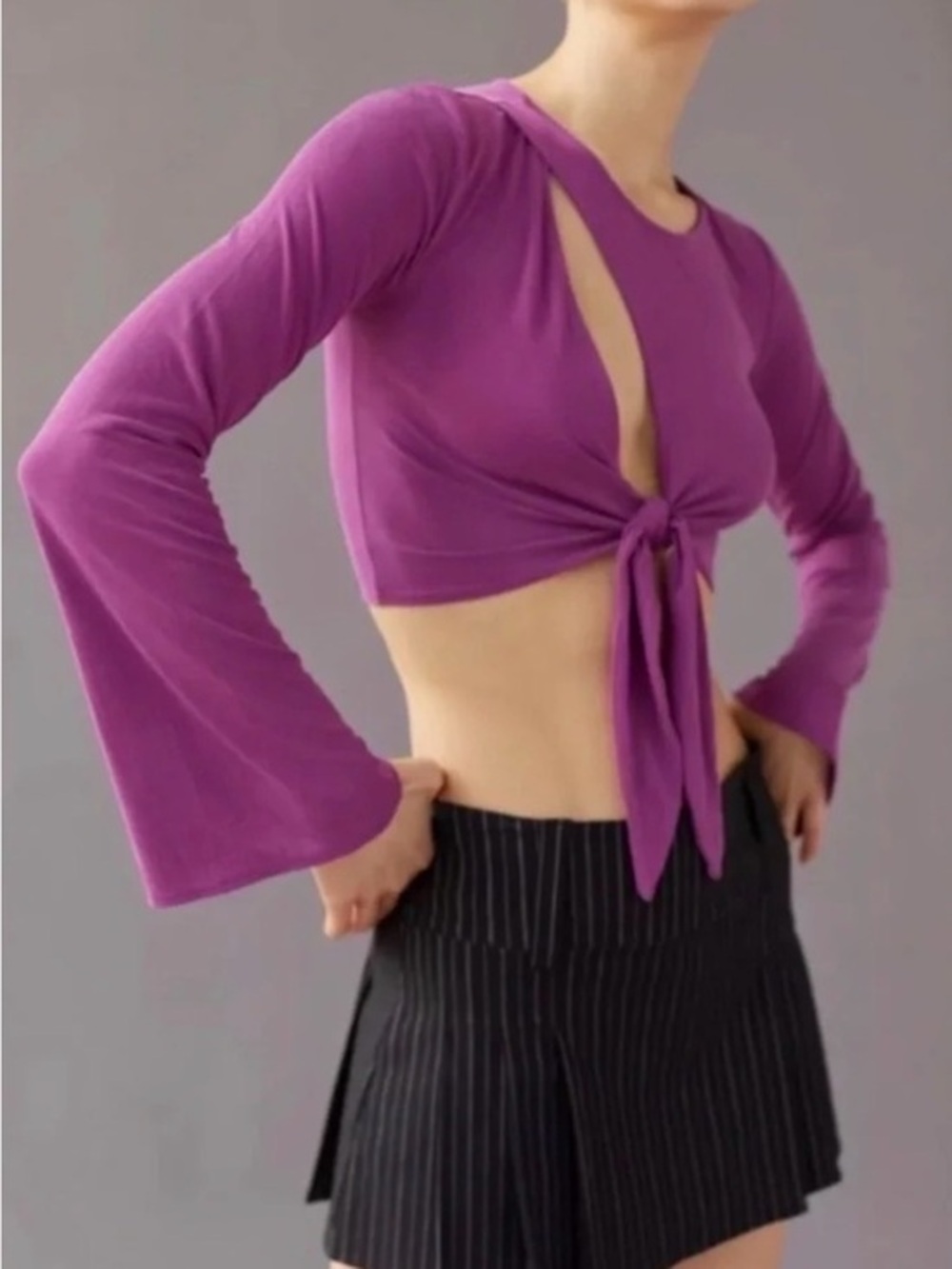Urban Outfitters Elle Keyhole Wrap Top Magenta Cropped NWT Large